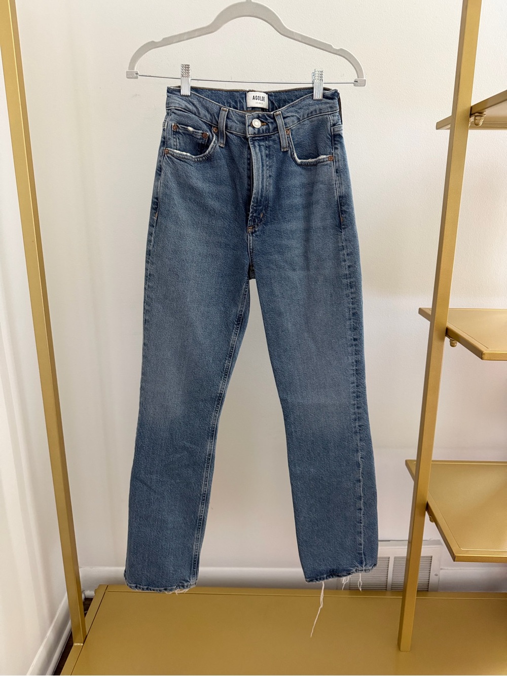 Agolde Straight-Leg Jeans in Medium Blue Wash